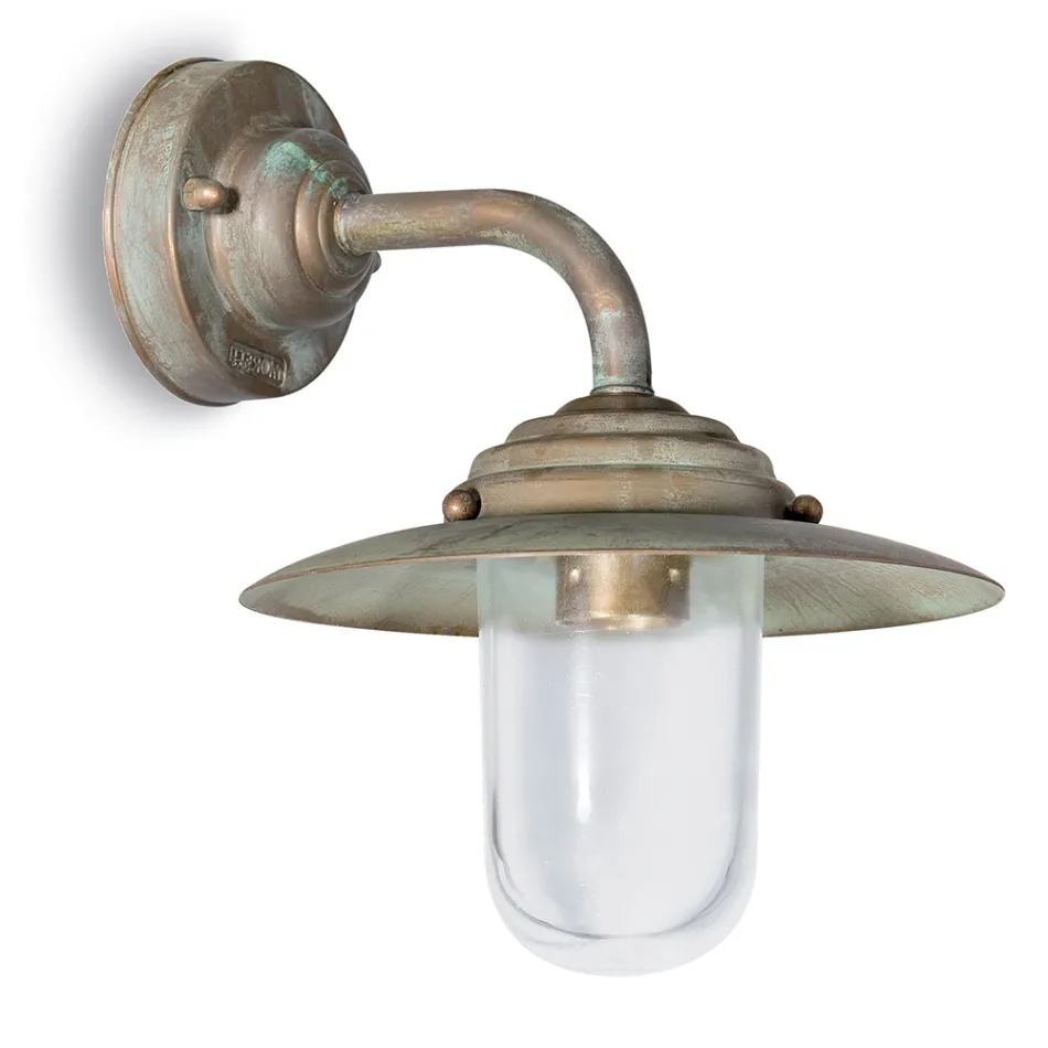 Applique murale extérieure vintage en laiton, verre transparent - Elfico Viadurini