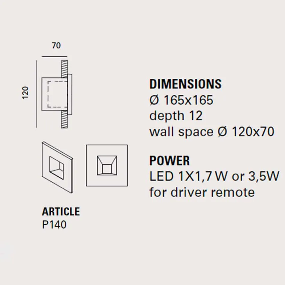Applique extérieure carrée, terre cuite colorée Square - Toscot Viadurini