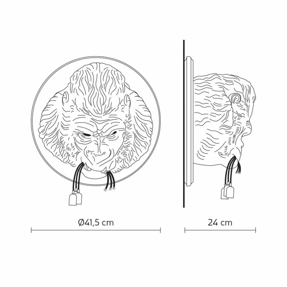 Applique murale à 3 lumières au design Gorilla Ceramic Grey ou White - Rillago Viadurini