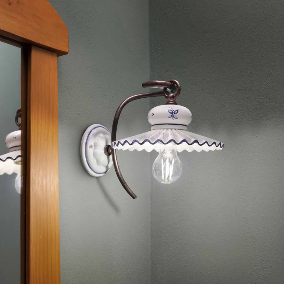 Applique en céramique décorée de style rustique Roma par Ferroluce Viadurini