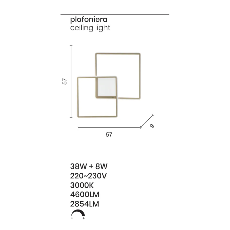 Moderne - Applique murale formelle en métal peint en or avec LED Viadurini