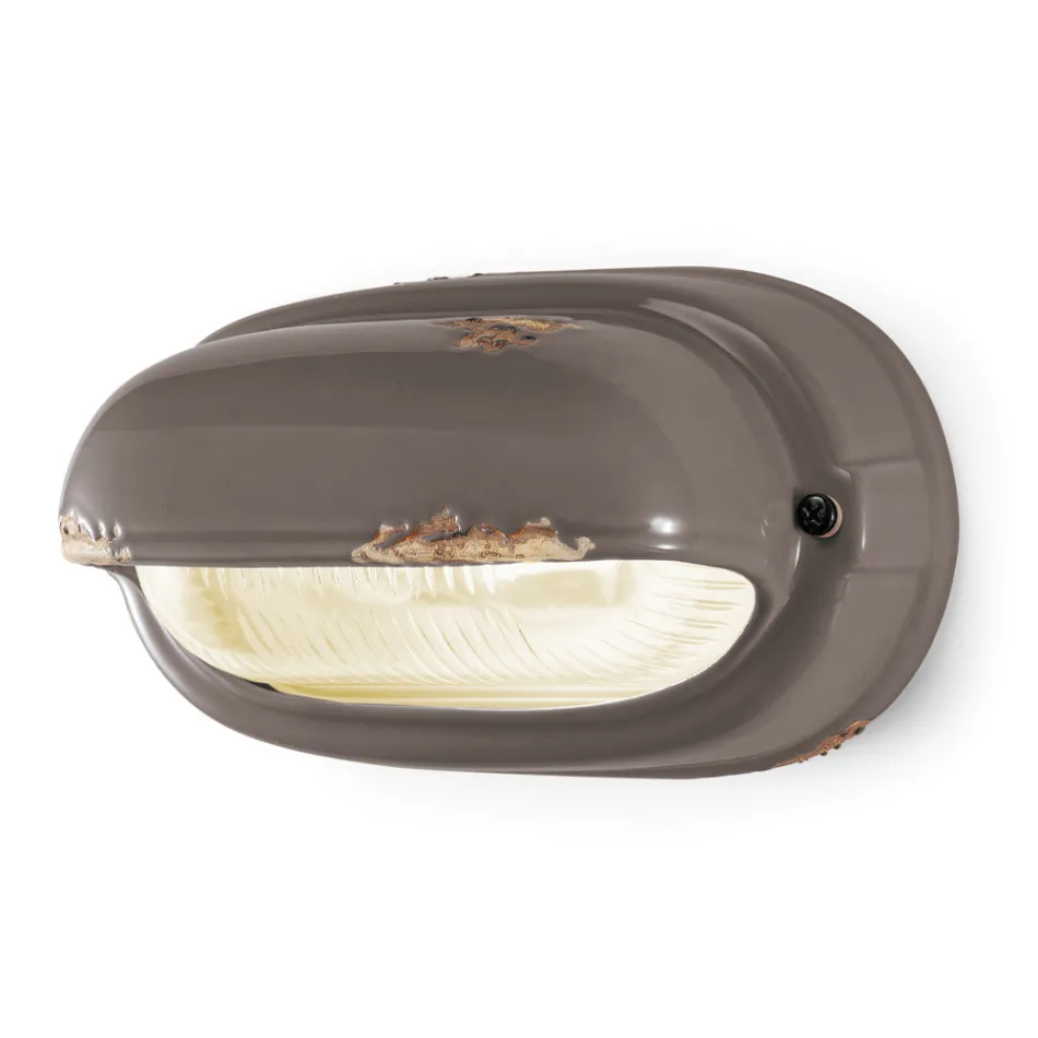 Applique en fer horizontale en céramique et industrielle faite à la main - Vintage Viadurini