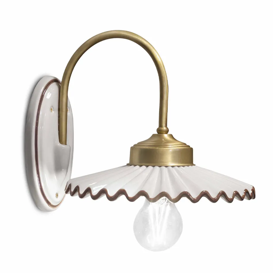 Applique en céramique brillante plissée et bord peint à la main - Laquila Viadurini