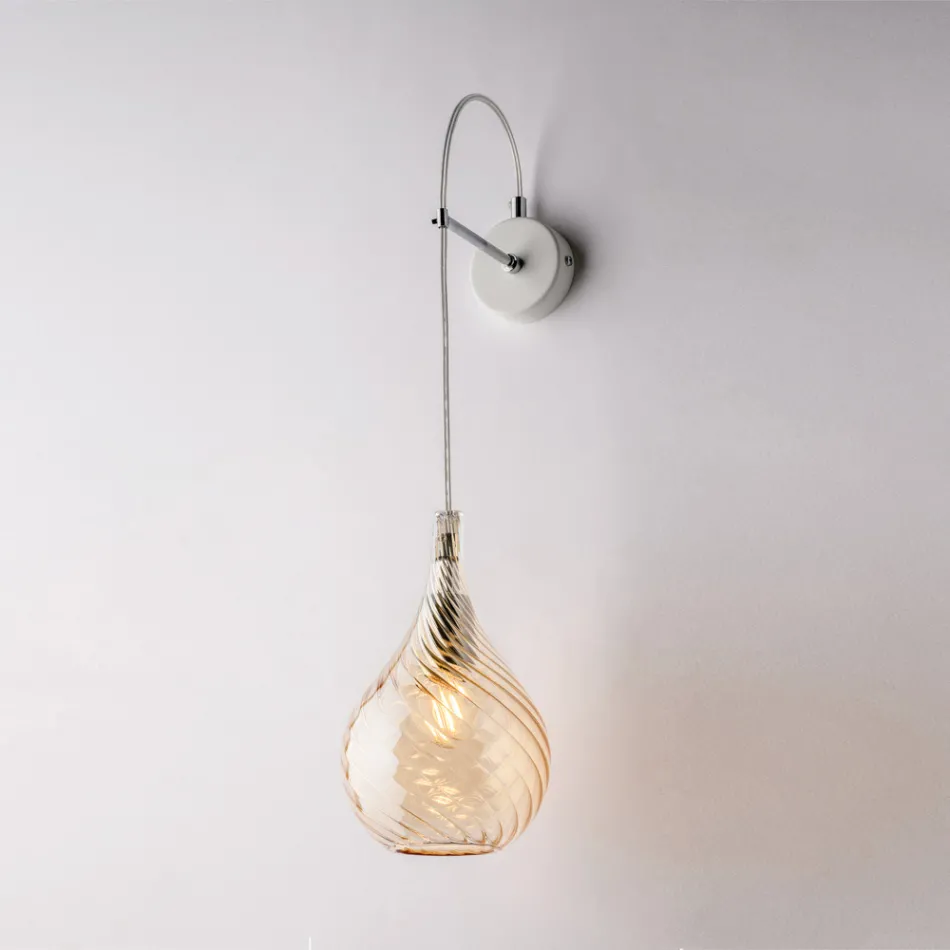 Applique murale en fer et verre Pyrex, fabriquée en Italie, pour la décoration intérieure - Amazonia Viadurini