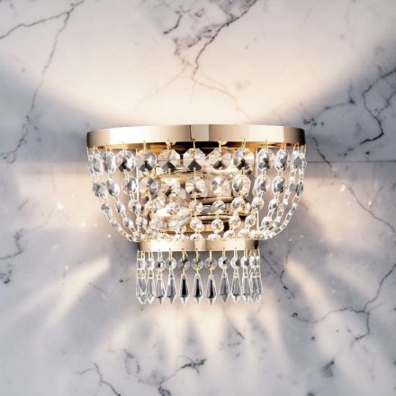 Applique murale en fer doré ornée de strass, fabriquée en Italie - Autriche Viadurini