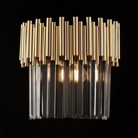 Applique murale en fer doré ornée de strass, fabriquée en Italie, pour la décoration intérieure - Paris Viadurini