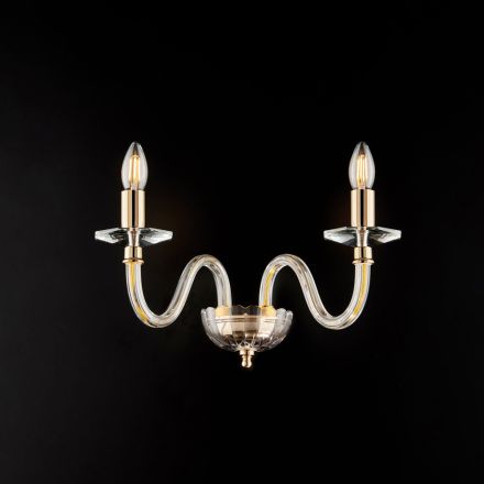 Applique murale en fer doré et verre, fabriquée en Italie, pour la décoration intérieure - Innsbruck Viadurini