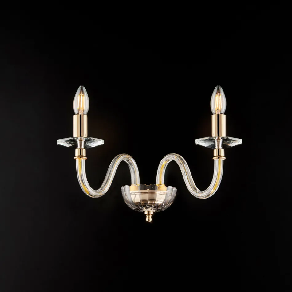 Applique murale en fer doré et verre, fabriquée en Italie, pour la décoration intérieure - Innsbruck Viadurini