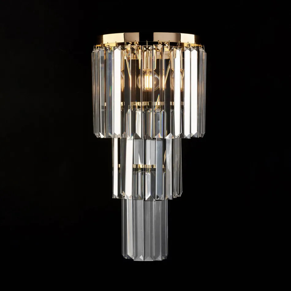 Applique en fer et or ornée de strass, fabriquée en Italie pour la décoration intérieure - Vienne Viadurini