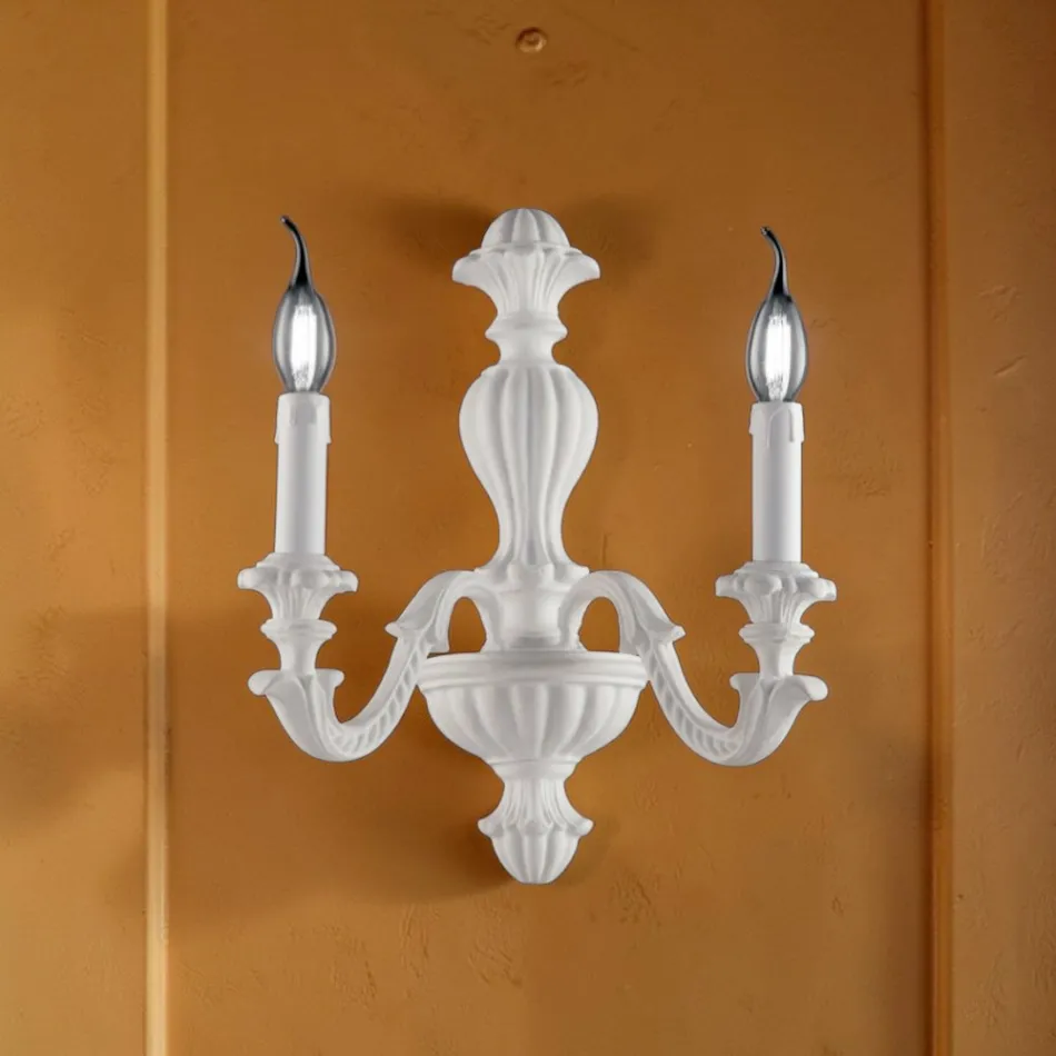 Applique murale en bois disponible avec 1 ou 2 lumières. Fabriquée en Italie (Milan). Viadurini