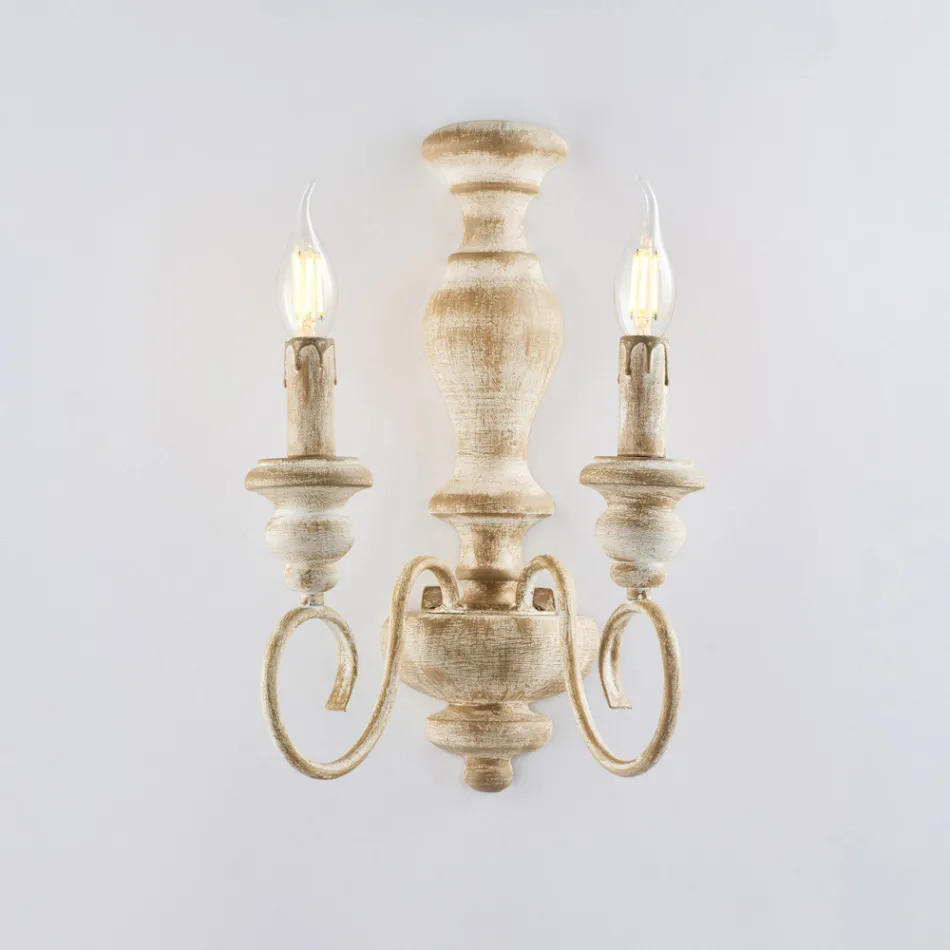 Appliques murales en bois et fer laqué, fabriquées en Italie, pour la décoration intérieure - Toscane Viadurini