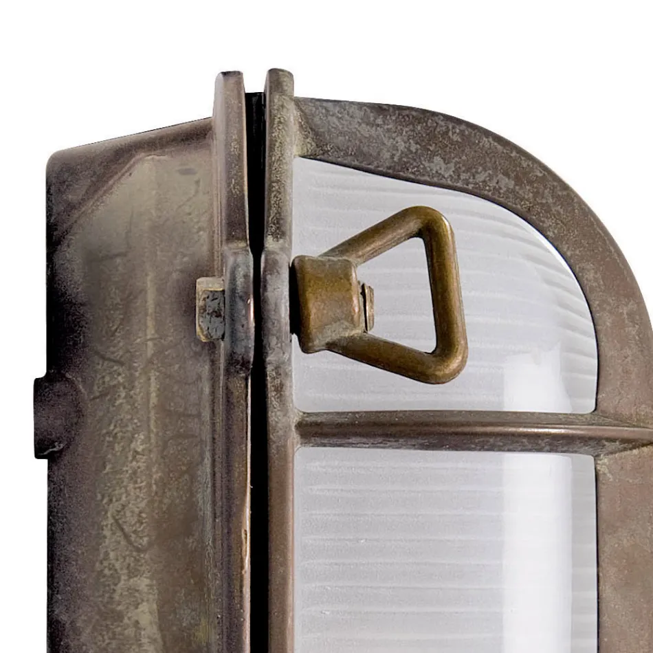 Applique murale vintage en laiton avec verre opale/transparent - Sirène Viadurini