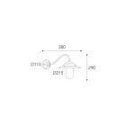 Applique murale extérieure vintage en laiton, verre transparent IP44 - Elfico Viadurini