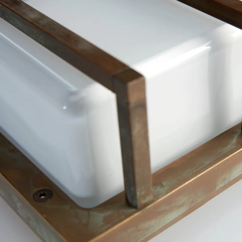 Applique murale vintage en laiton, douille E27, éclairage d'ambiance, fabriquée en Italie - Cristal Viadurini