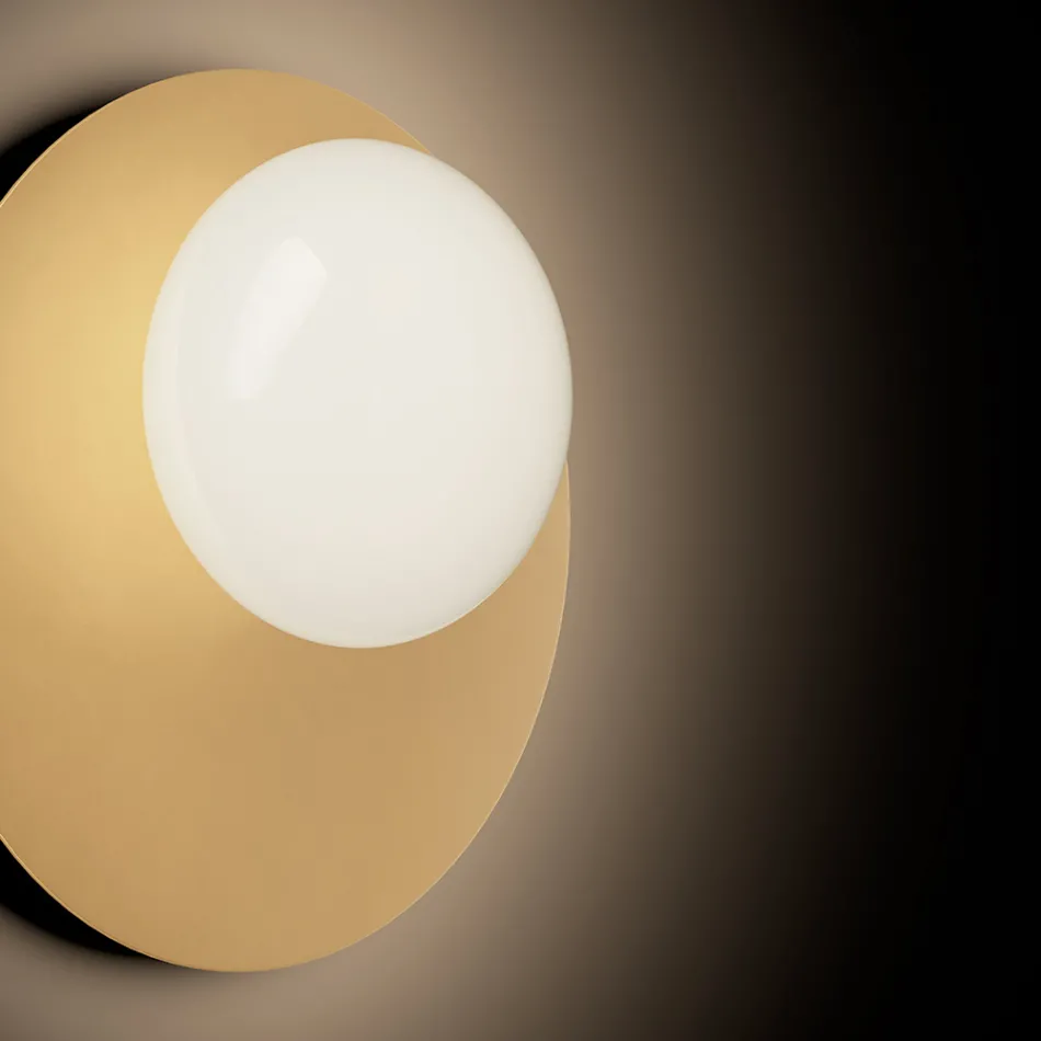 Applique ou plafonnier en aluminium, métal et verre blanc - Luma Viadurini