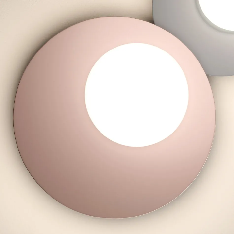 Applique ou plafonnier en aluminium, métal et verre blanc - Luma Viadurini