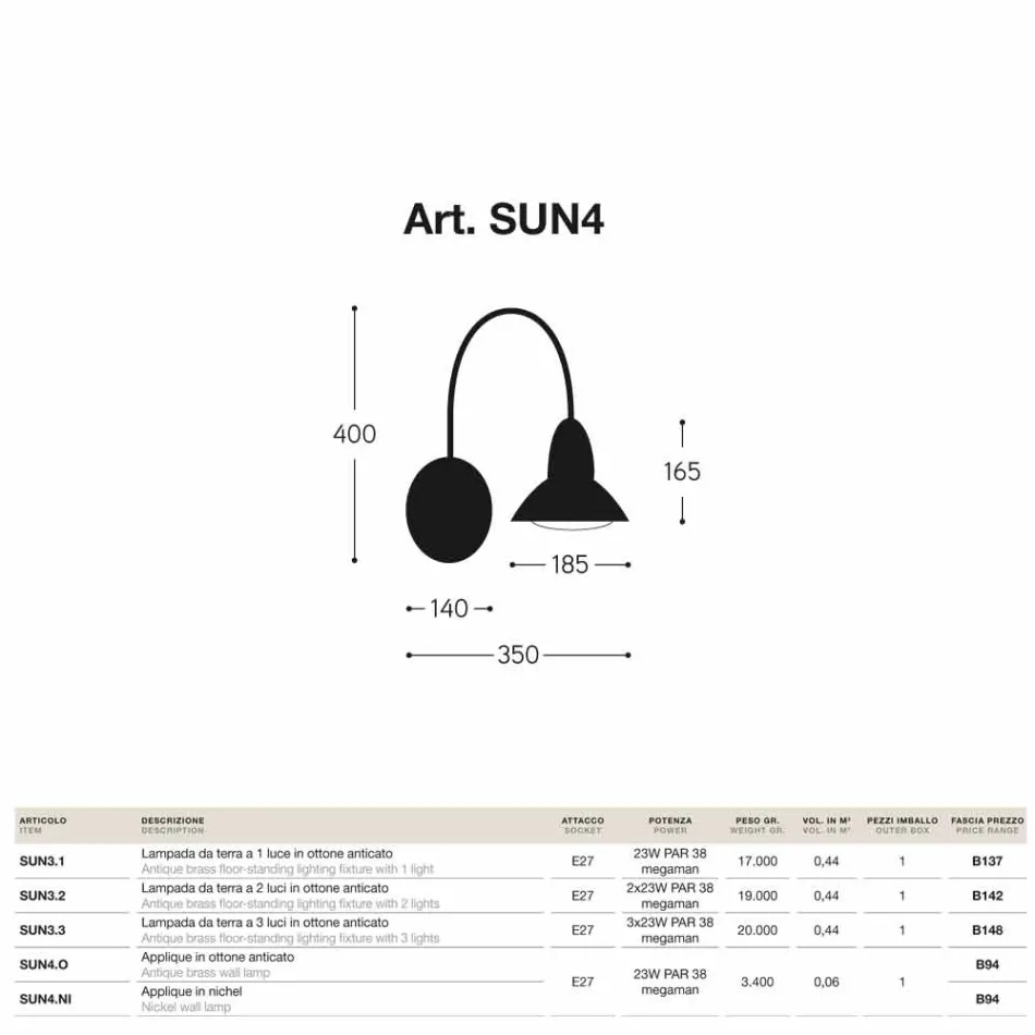 Outdoor Wall finition laiton nickelé Jasmine Viadurini