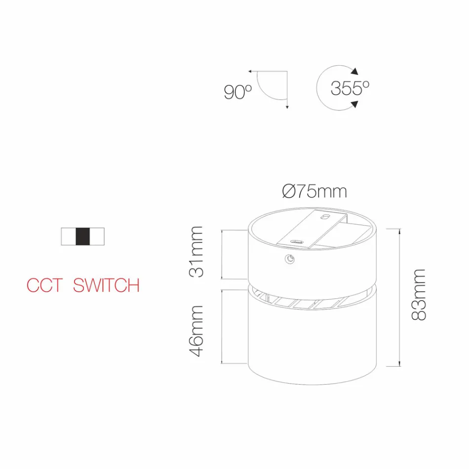 Applique murale décorative ronde Led 7W en aluminium blanc ou noir - Chine Viadurini