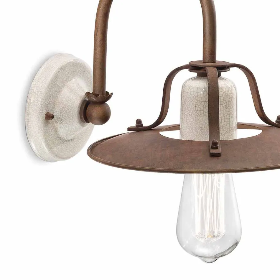 Applique en métal de style industriel et céramique Ferroluce Viadurini