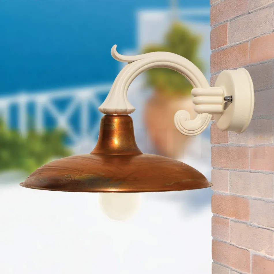 Applique de jardin vintage en aluminium et laiton fabriquée en Italie - Adela Viadurini