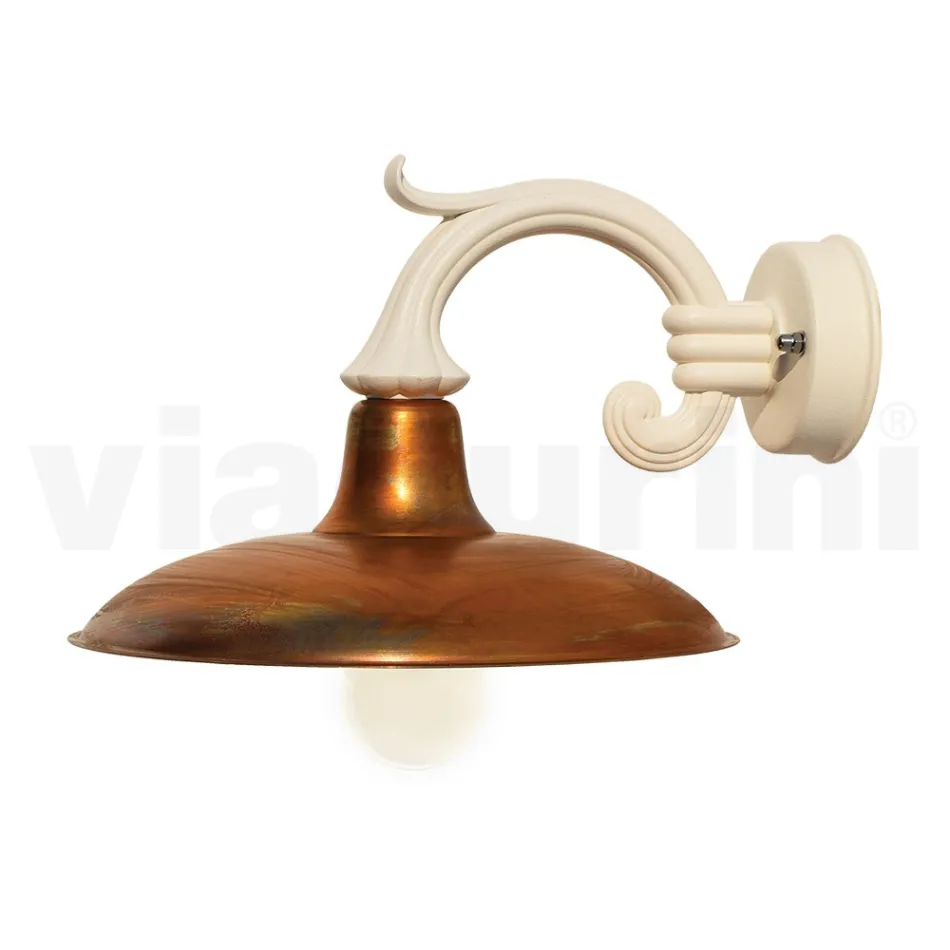 Applique de jardin vintage en aluminium et laiton fabriquée en Italie - Adela Viadurini