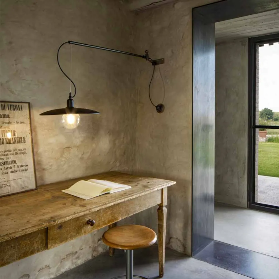 Applique Murale Vintage en Laiton à Bras Mobile - Meridiana Aldo Bernardi Viadurini