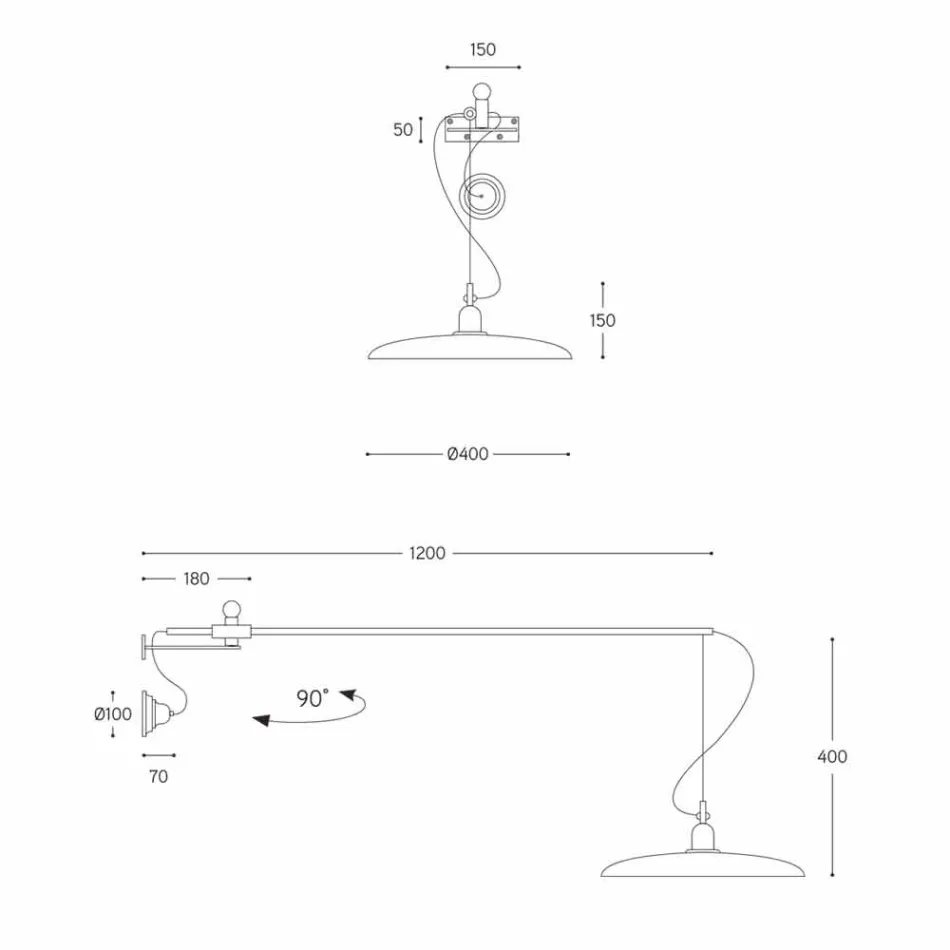 Applique Murale Vintage en Laiton à Bras Mobile - Meridiana Aldo Bernardi Viadurini