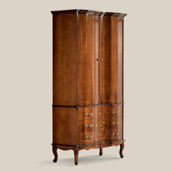 Armoire en bois classique avec 2 portes et 3 tiroirs Made in Italy - Luxury