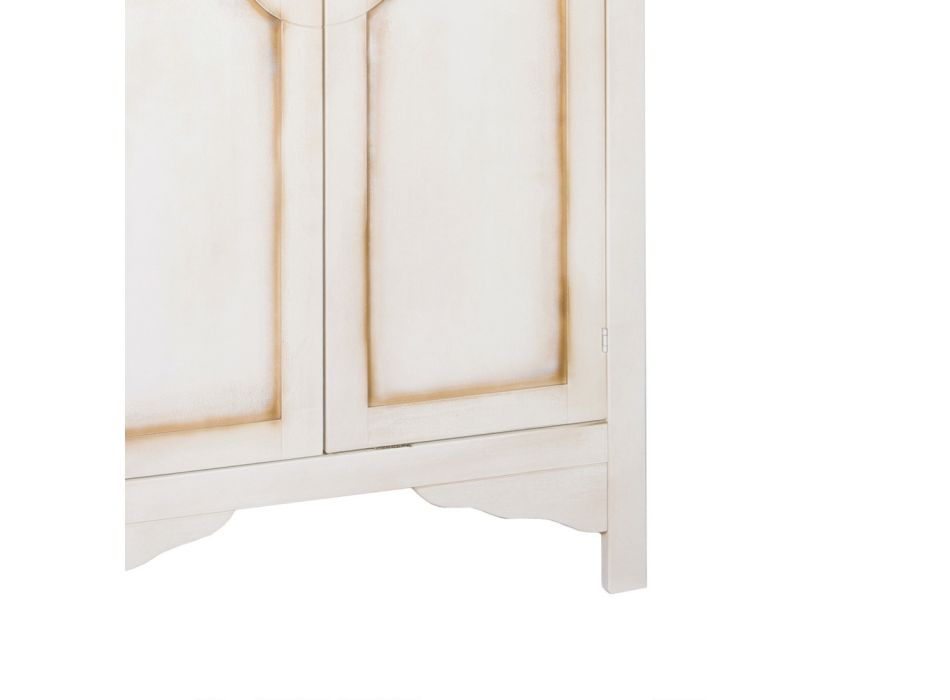 Armoire en bois blanc patiné avec 2 portes fabriquées en Italie - Agni Viadurini