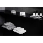 Serviette de visage en coton éponge blanc à décoration géométrique - Gimmy Viadurini