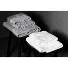 Serviette de visage en coton éponge blanc à décoration géométrique - Gimmy Viadurini