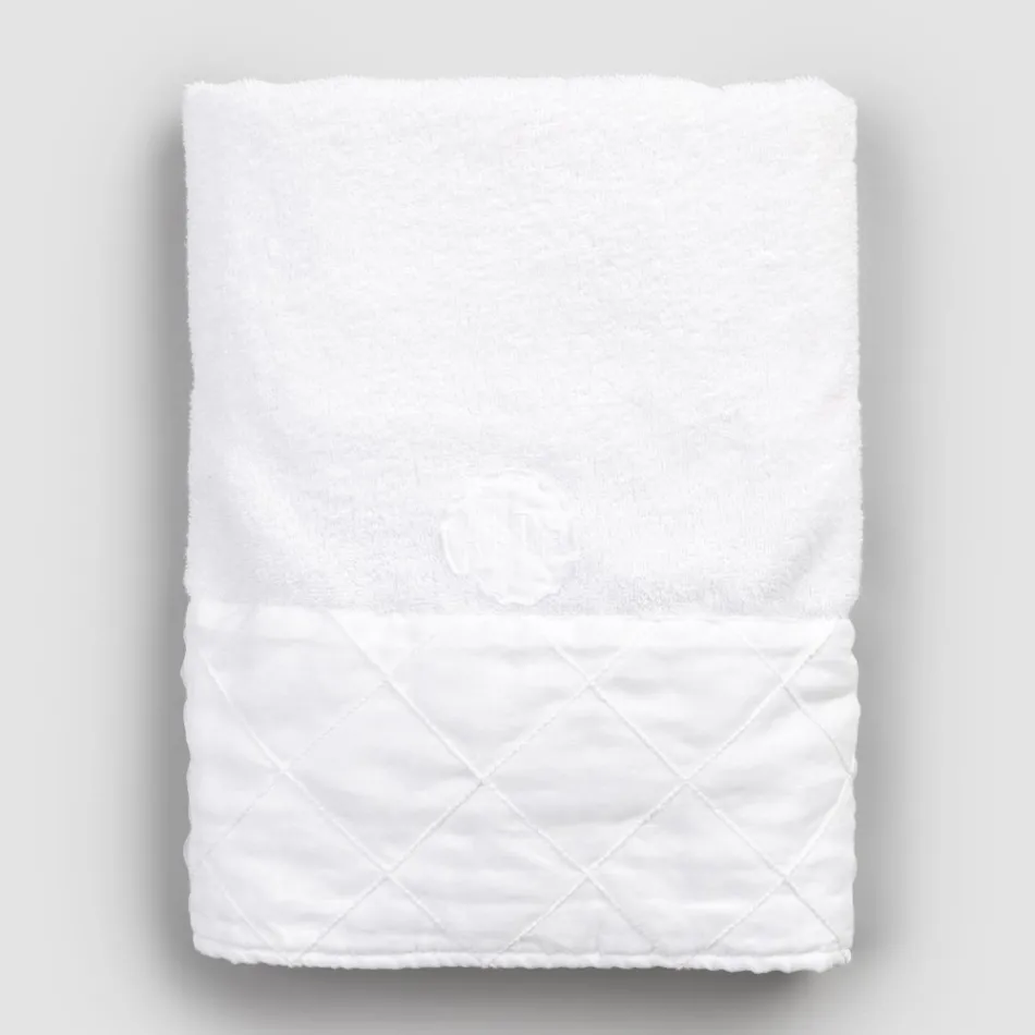 Serviette de visage en coton éponge blanc à décoration géométrique - Gimmy Viadurini