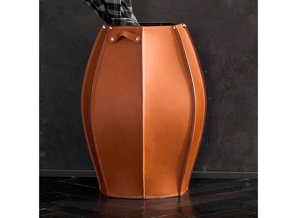 Porte-parapluie Audrey avec un design moderne en cuir, fabriqué en Italie Viadurini