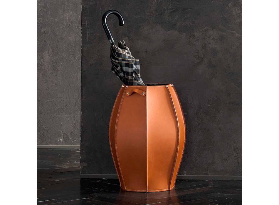 Porte-parapluie Audrey avec un design moderne en cuir, fabriqué en Italie Viadurini