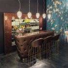 Comptoir de bar avec plateau en verre pailleté Made in Italy, Luxe - Calcutta Viadurini