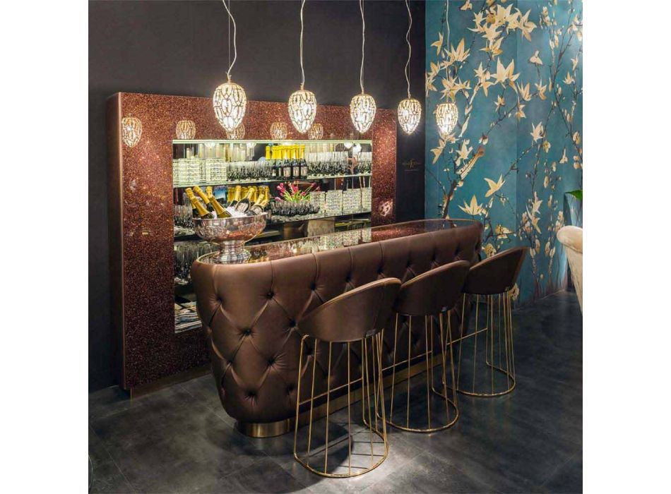 Comptoir de bar avec plateau en verre pailleté Made in Italy, Luxe - Calcutta Viadurini