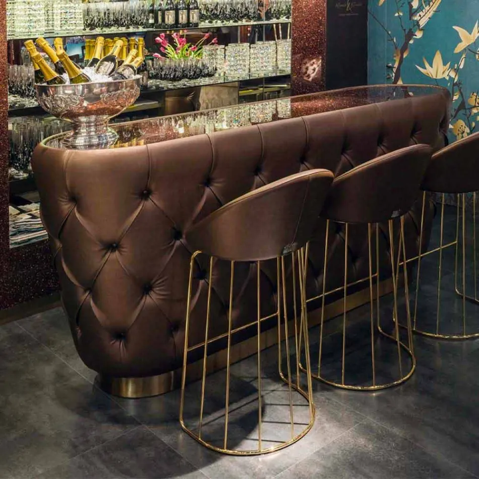 Comptoir de bar avec plateau en verre pailleté Made in Italy, Luxe - Calcutta Viadurini