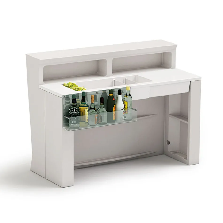 Comptoir de bar lumineux avec accessoire organisateur et porte-bouteille - Rapport Viadurini