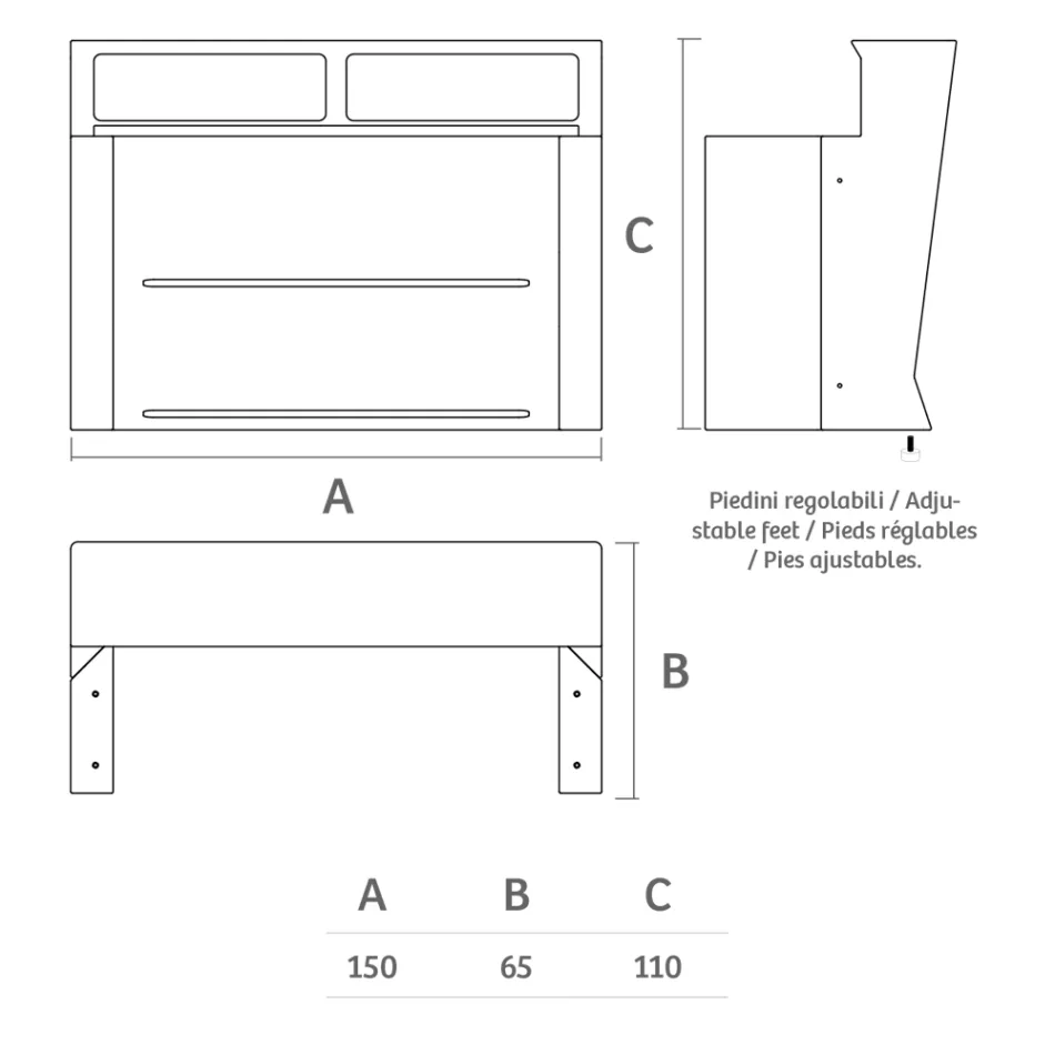 Comptoir de bar lumineux avec accessoire organisateur et porte-bouteille - Rapport Viadurini