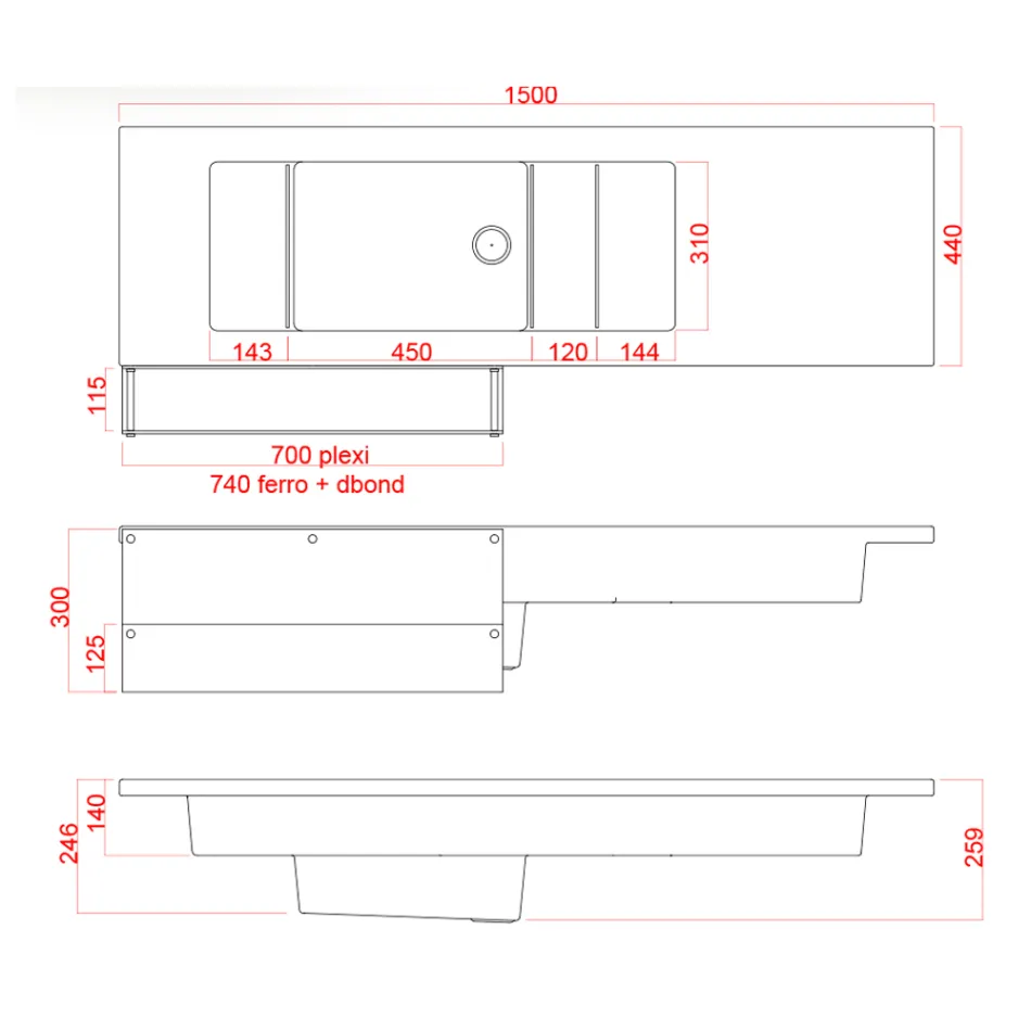 Comptoir de bar lumineux avec accessoire organisateur et porte-bouteille - Rapport Viadurini