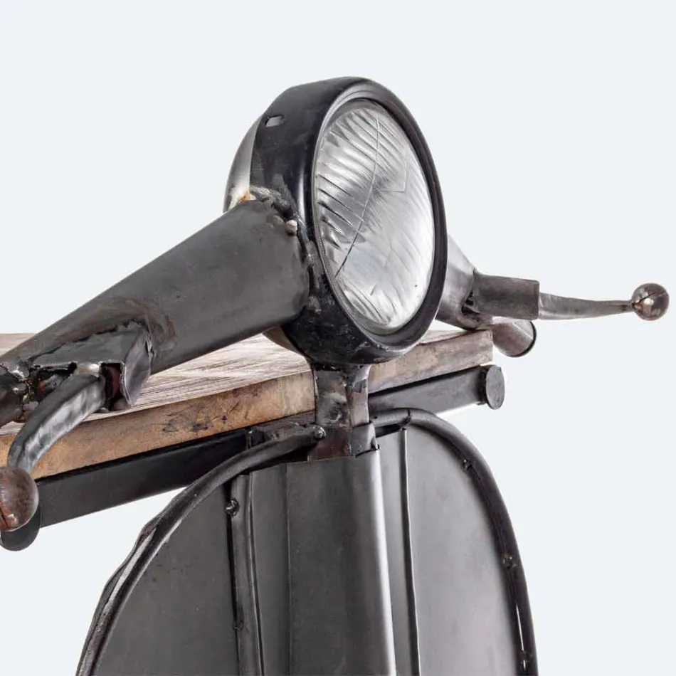 Console de bar en manguier et Vespa en acier de design moderne - Echalote Viadurini