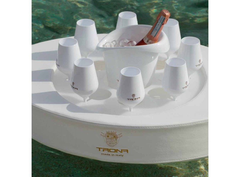Barre flottante en éco-cuir blanc nautique Trona fabriqué en Italie Viadurini