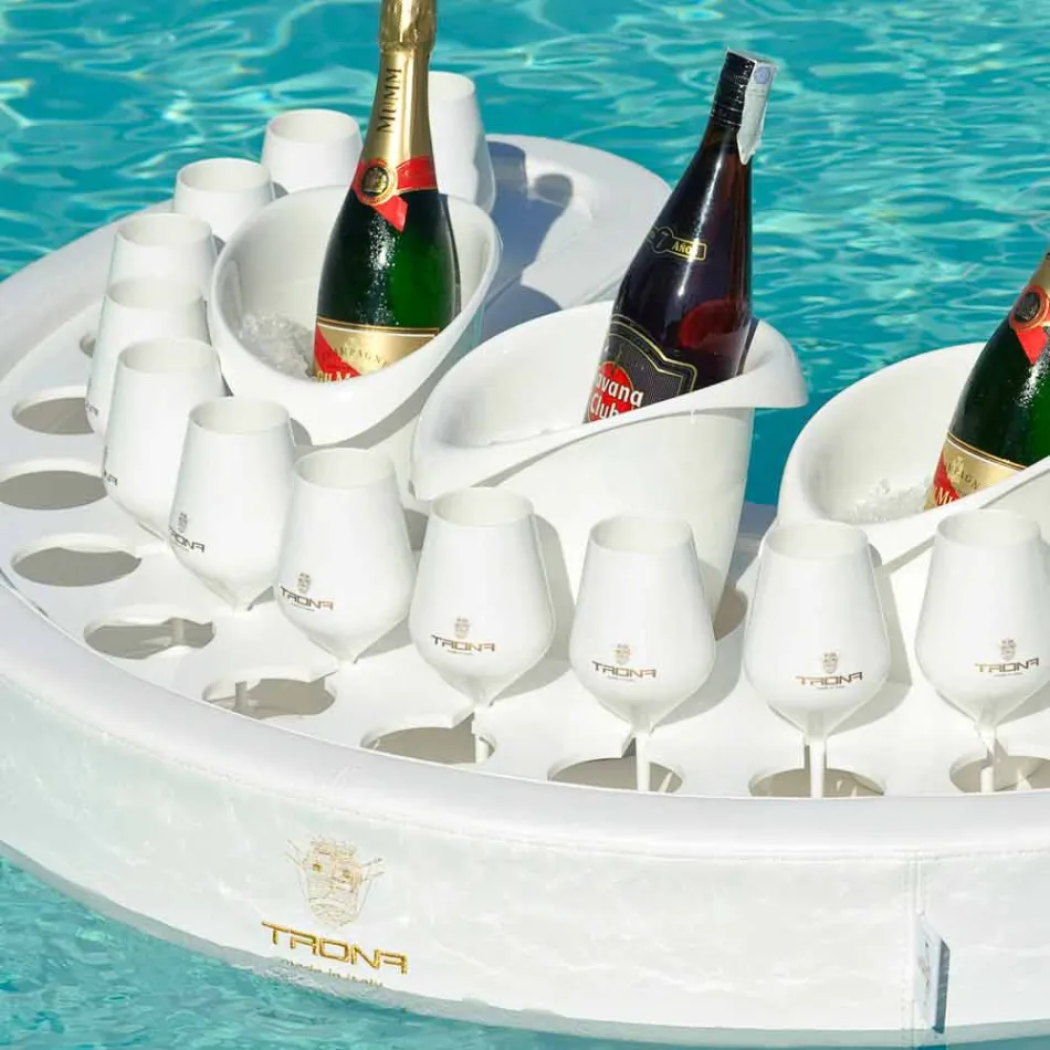 Swim-up bar faux cuir blanc Trona nautique et plexi Viadurini