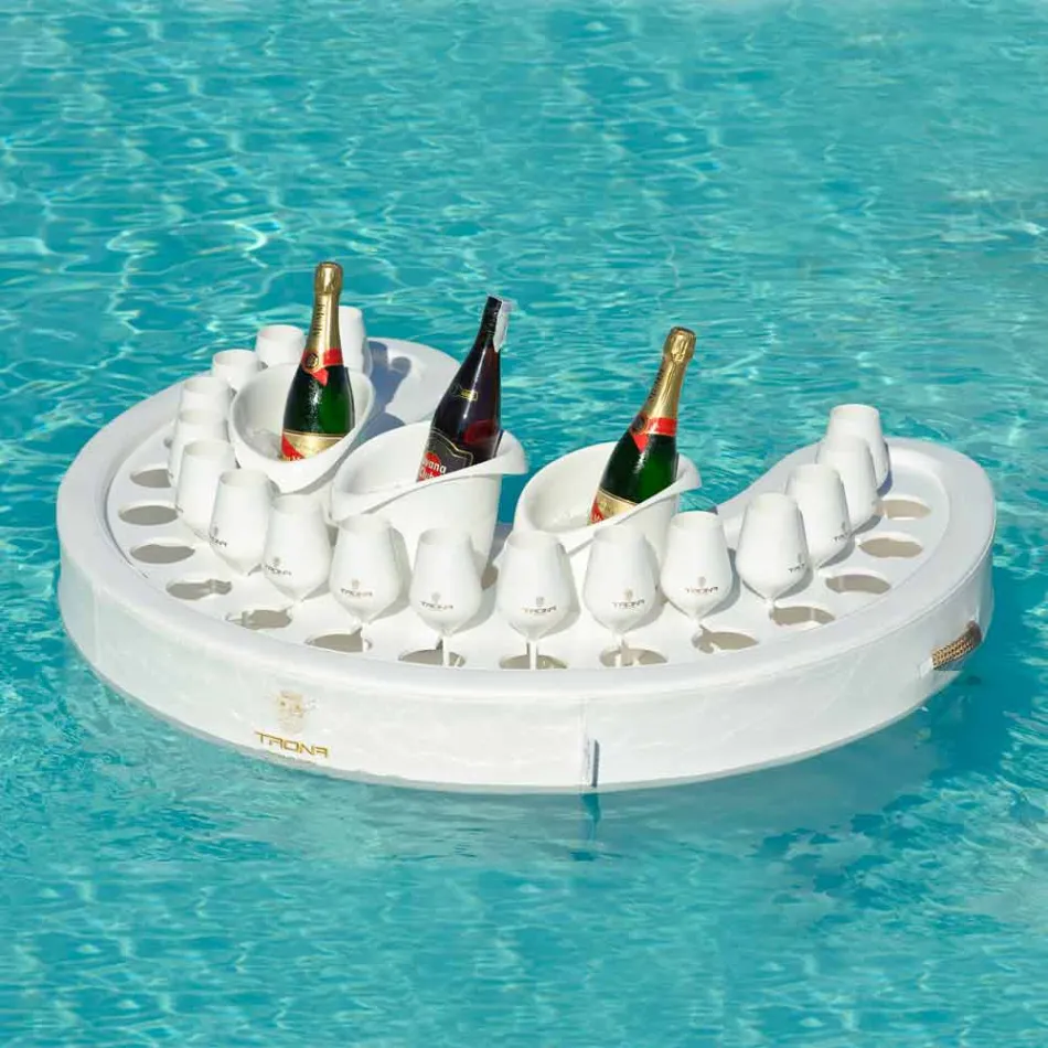 Swim-up bar faux cuir blanc Trona nautique et plexi Viadurini