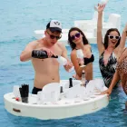 Barre flottante Trona en éco-cuir nautique blanc et plexiglas Viadurini