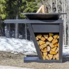 Barbecue à Bois avec Plaque de Cuisson et Rangement Bois – Giorgione Viadurini