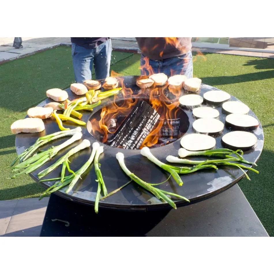 Barbecue à Bois avec Plaque de Cuisson et Rangement Bois – Giorgione Viadurini