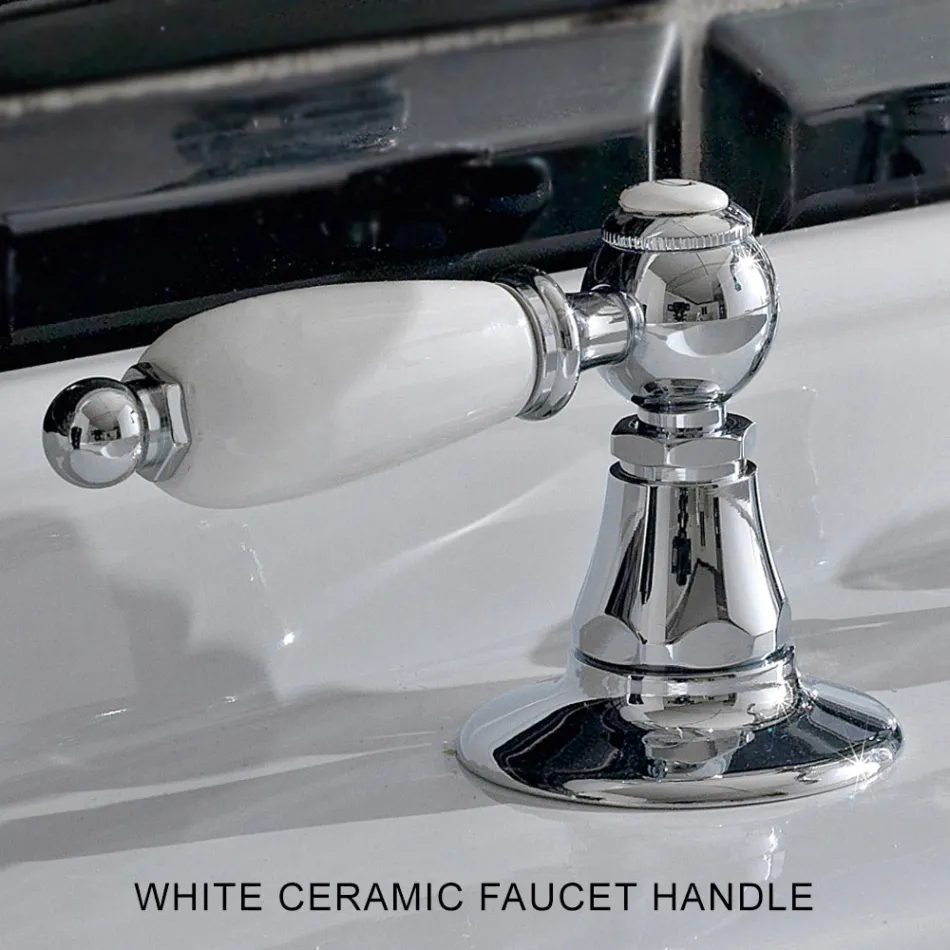 Mitigeur de lavabo 3 trous avec leviers de style classique en laiton artisanal - Noriana Viadurini