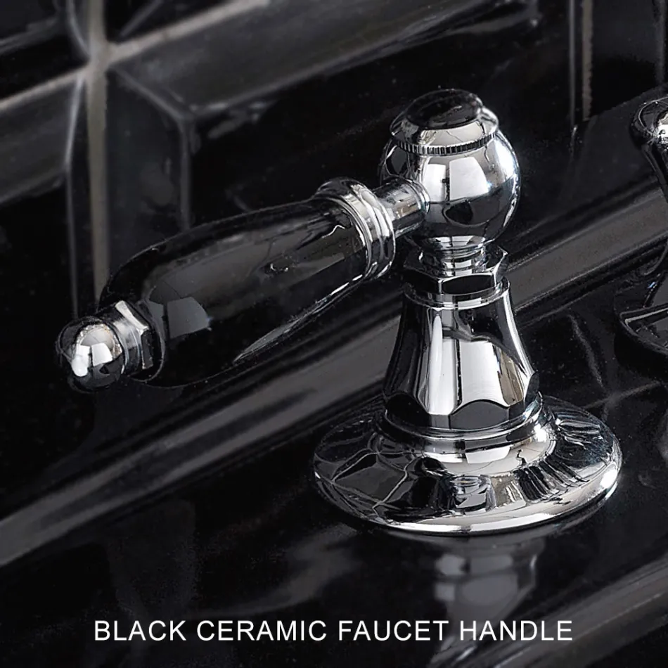 Mitigeur de lavabo 3 trous avec drain en laiton style artisanal classique - Noriana Viadurini