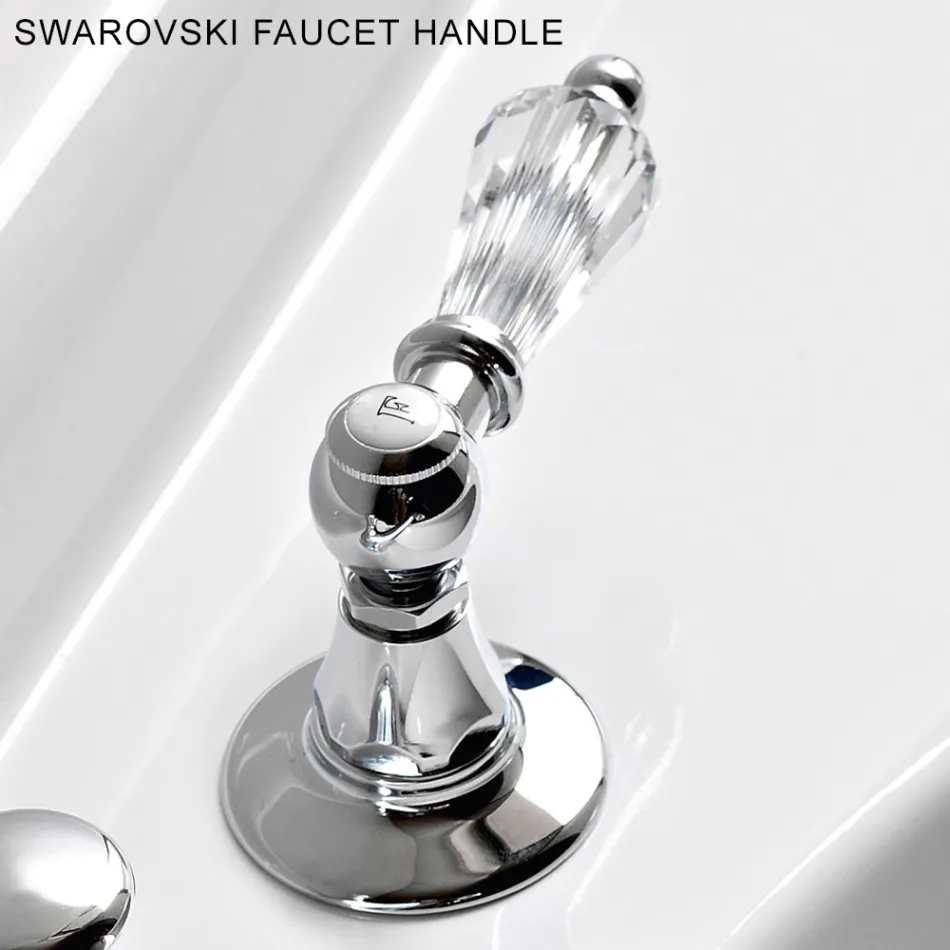 Mitigeur de lavabo 3 trous avec drain en laiton style artisanal classique - Noriana Viadurini